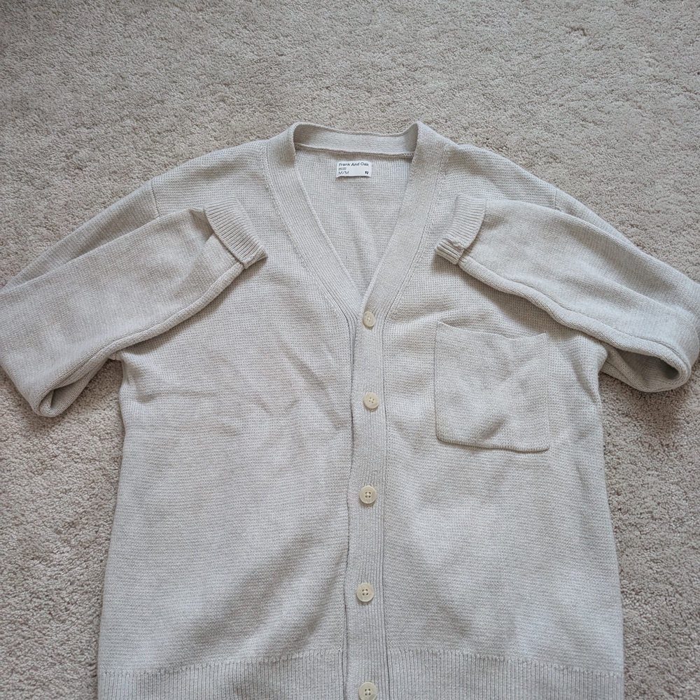 Frank & Oak Cream Button-Up Cardigan